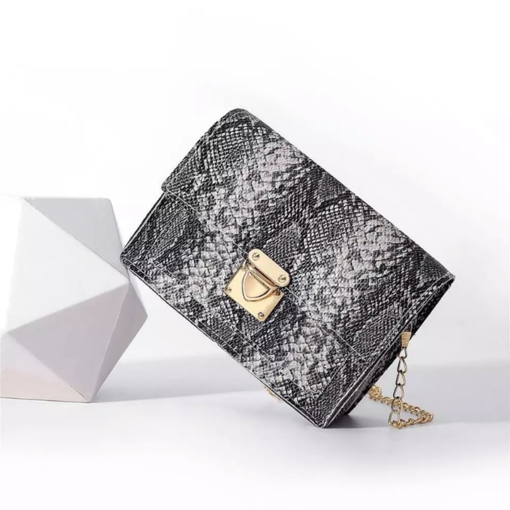 SALE! FAUX SNAKESKIN GOLD DETAIL CROSSBODY BAG